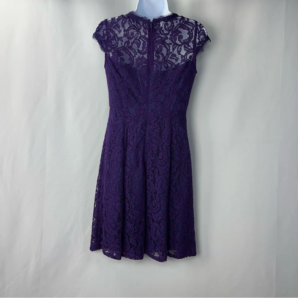 Adrianna Papell Deep Purple Lace Dress Size 4 Petite - Picture 5 of 8